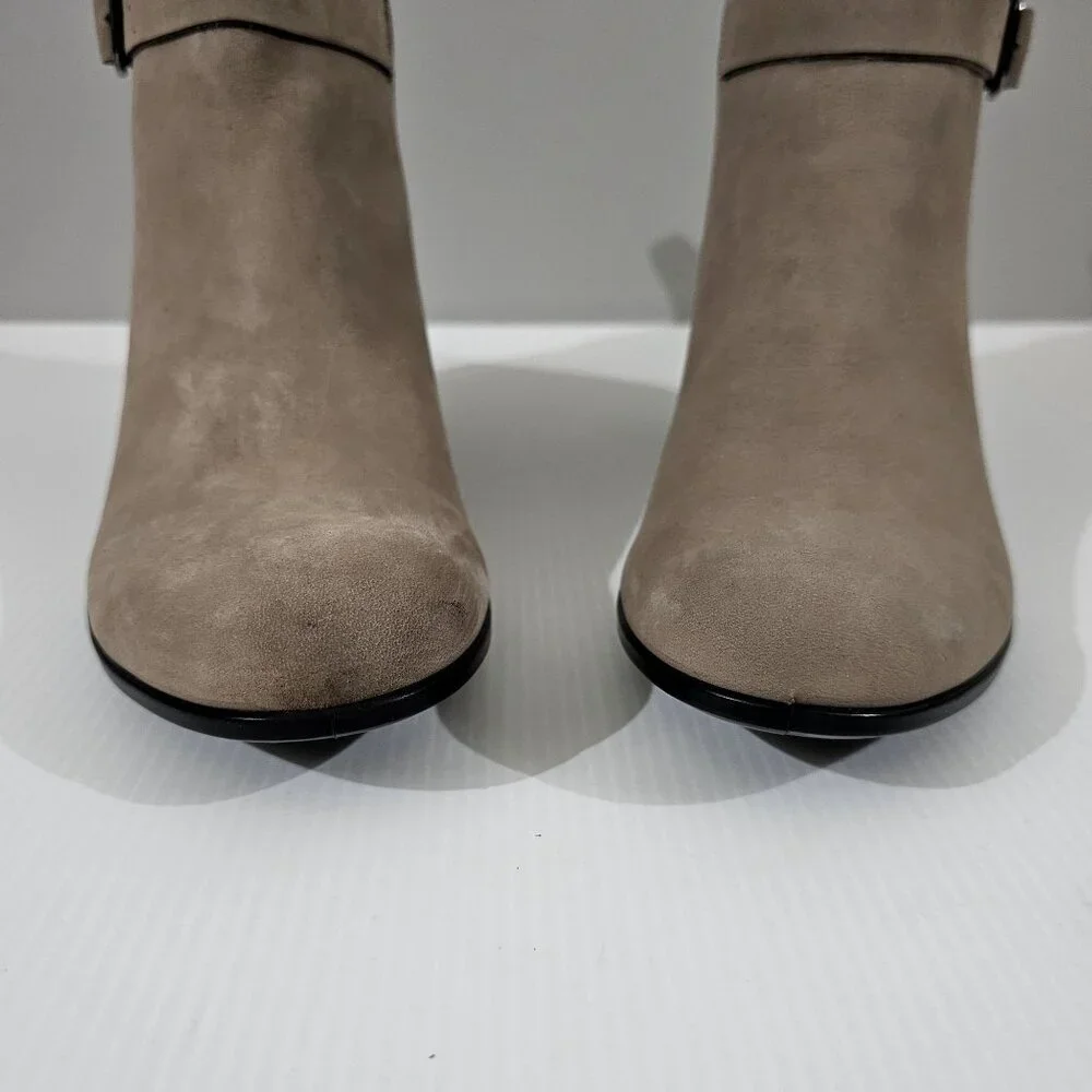 Ecco Dress Classic 35 Ankle Boot Womens EU 41 Taupe Leather Block Heel NEW